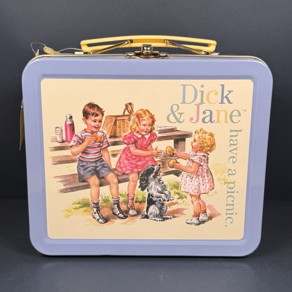 Dick Jane Have a Picnic Mini Metal Lunch Box Tin Sally Spot Original Tag